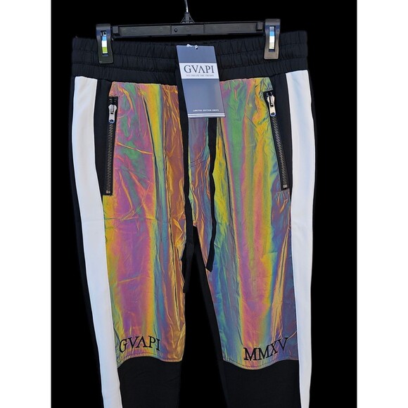 Guapi Rainbow Reflective Biker Track Pants Mens 34 Cult Wear Streetwear Joggers - Picture 8 of 16